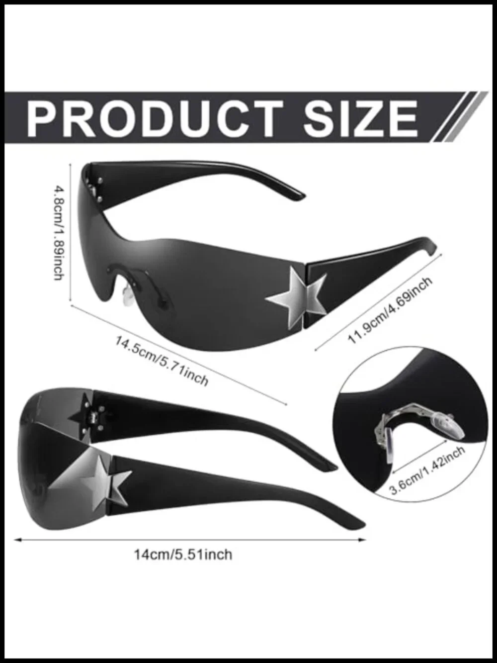 UV400 UVB Shield Wrap Around Sunglasses Trendy Frameless Y2K